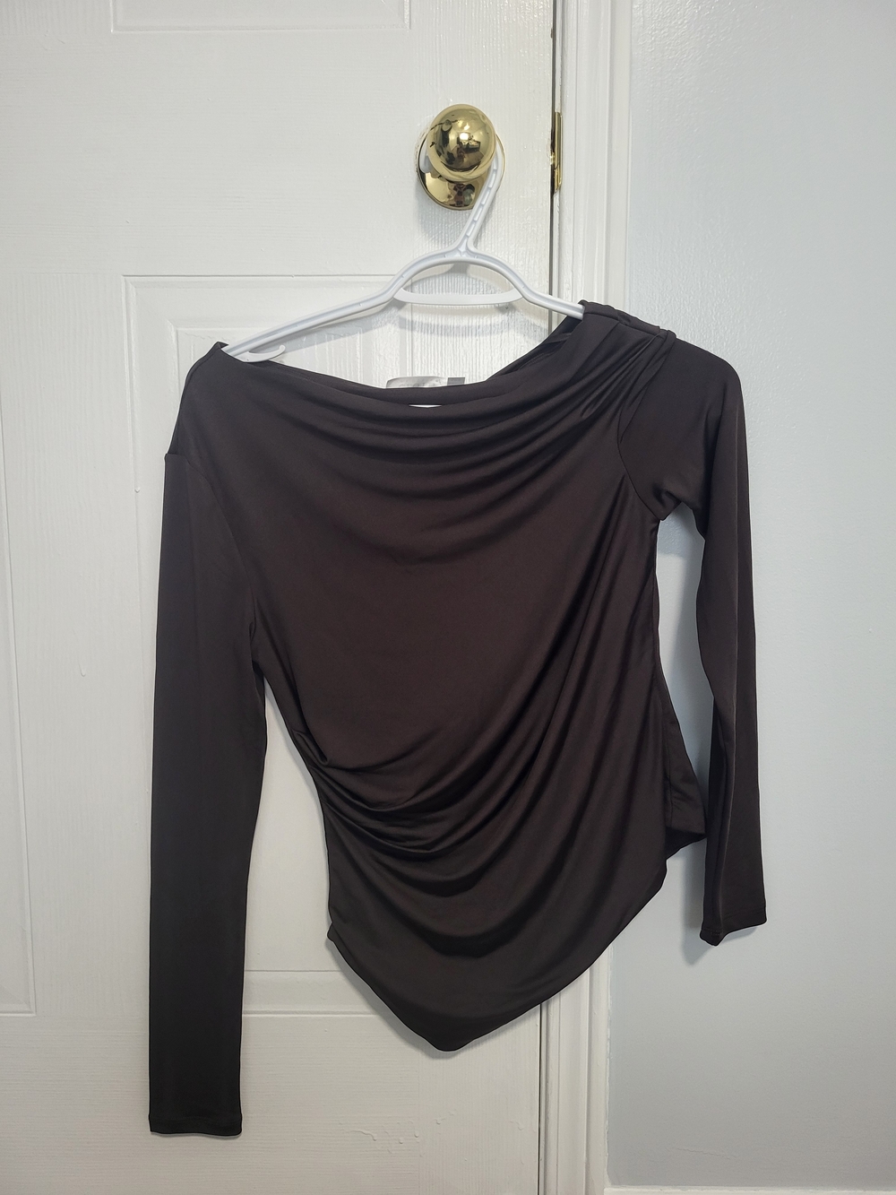 Dark brown asymmetrical top